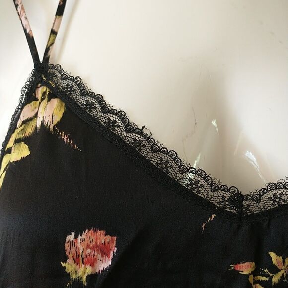 R13 Lace Back Slip Dress XS Black Pink Floral 100%Silk Lace Up Adjustable Strap - Picture 3 of 13